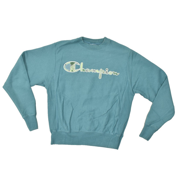 Vintage Champion Reverse Weave Blue Crewneck Pullover Sweatshirt Size M Logo - Picture 1 of 8
